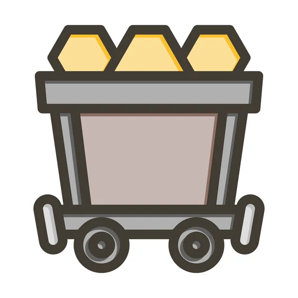 Mine Cart Vector Thick Line Filled Colors Icon Personal Commercial — Stock Vector