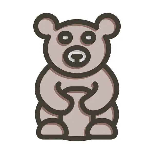 Teddy Bear Vector Thick Line Filled Colors Icon Personal Commercial — Stock Vector