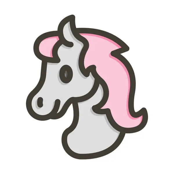 Unicorn Vector Thick Line Filled Colors Icon Personal Commercial Use — Stock Vector