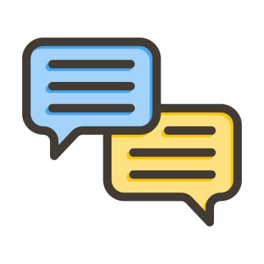 Konuşma Balonu Vektör Kalın Çizgisi Kişisel ve Ticari Kullanım için Renk Simgesi Dolduruldu