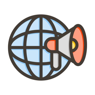 Kişisel ve Ticari Kullanım İçin Renk Simgesi Doldurulmuş Küresel Pazarlama Vektörü Kalın Çizgisi