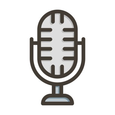 Kişisel ve Ticari Kullanım İçin Renk Simgesi Doldurulmuş Mikrofon Vektör Kalın Çizgisi