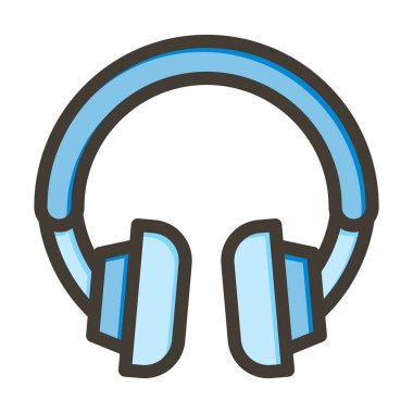 Kişisel ve ticari kullanım için Renk Simgesi Doldurulmuş Kulaklık Vektör Kalın Çizgisi
