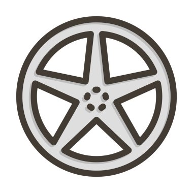 Alloy Tekerlek Vektörü Kalın Çizgisi Kişisel ve Ticari Kullanım İçin Renk Simgesi Dolduruldu
