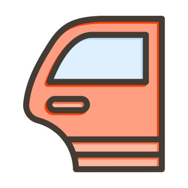 Araba Pencere Vektörü Kalın Çizgisi Kişisel ve Ticari Kullanım İçin Renk Simgesi Dolduruldu