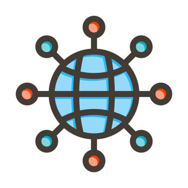 Kişisel ve Ticari Kullanım İçin Renk Simgesi Doldurulmuş Ağ Vektörü Kalın Çizgisi