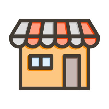 Pazar Vektörü Kalın Çizgisi Kişisel ve Ticari Kullanım için Renk Simgesi Dolduruldu