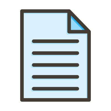 Kişisel ve Ticari Kullanım İçin Renk Simgesi Doldurulmuş Belge Vektörü Kalın Çizgisi