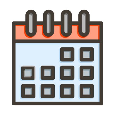 Kişisel ve ticari kullanım için Renk Simgesi Doldurulmuş Takvim Vektörü Kalın Çizgisi