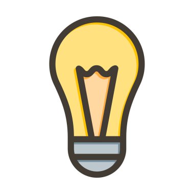 Ampul Vektörü Kalın Çizgisi Kişisel ve Ticari Kullanım İçin Renk Simgesi Dolduruldu