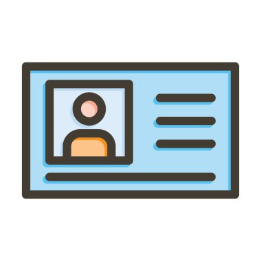 Kişisel ve Ticari Kullanım İçin Renk Simgesi Doldurulmuş Kimlik Kartı Kalın Çizgisi