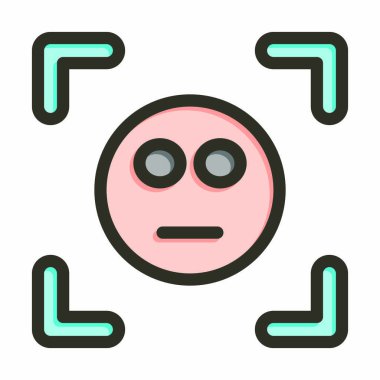 Kişisel ve Ticari Kullanım İçin Renk Simgesi Doldurulmuş Yüz Tarayıcı Kalın Çizgisi