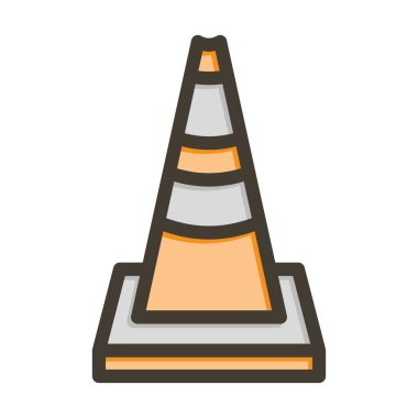 Trafik Konisi Vektör Kalın Çizgisi Kişisel ve Ticari Kullanım için Renk Simgesi Dolduruldu