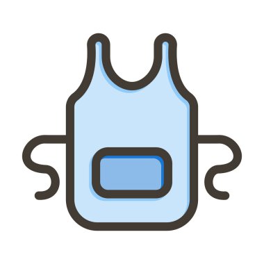 Önlük Vektörü Kalın Çizgisi Kişisel ve Ticari Kullanım için Renk Simgesi Dolduruldu