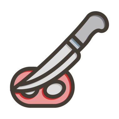 Kişisel ve ticari kullanım için Renk Simgesi Doldurulmuş Et Kesme Vektörü Kalın Çizgisi