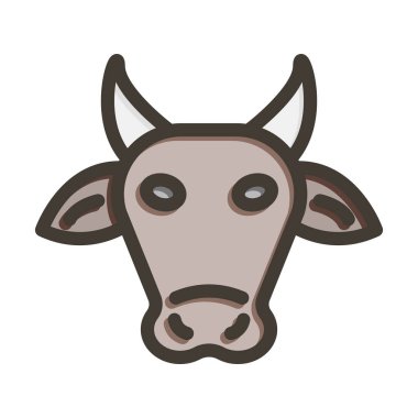İnek Vektörü Kalın Çizgisi Kişisel ve Ticari Kullanım için Renk Simgesi Dolduruldu