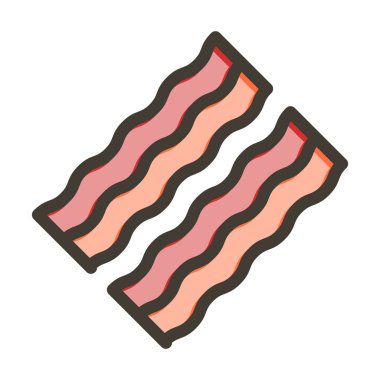 Bacon Vektör Kalın Çizgisi Kişisel ve Ticari Kullanım İçin Renk Simgesi Dolduruldu