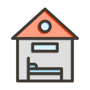 Kişisel ve Ticari Kullanım İçin Renk Simgesi Doldurulmuş Kalın Konaklama Vektörü Satırı