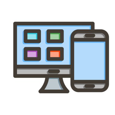 Kişisel ve ticari kullanım için Renk Simgesi Doldurulmuş Yanıt Tasarım Kalın Çizgisi