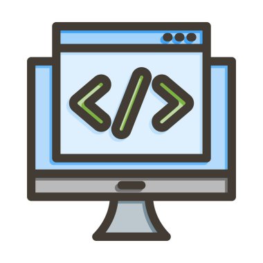 Kişisel ve Ticari Kullanım İçin Renk Simgesi Doldurulmuş Web Geliştirme Vektörü Kalın Çizgisi