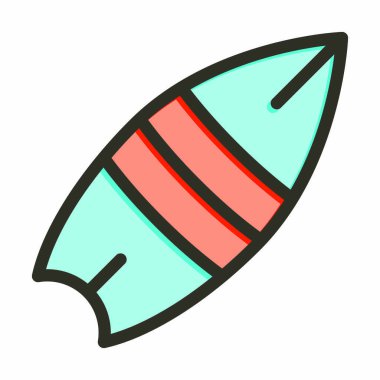 Kişisel ve ticari kullanım için Renk Simgesi Doldurulmuş Sörf Tahtası Kalın Çizgisi