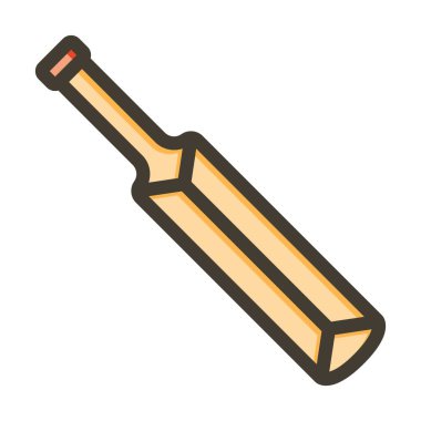 Kriket Sopası Kalın Çizgisi Kişisel ve Ticari Kullanım İçin Renk Simgesi Dolduruldu