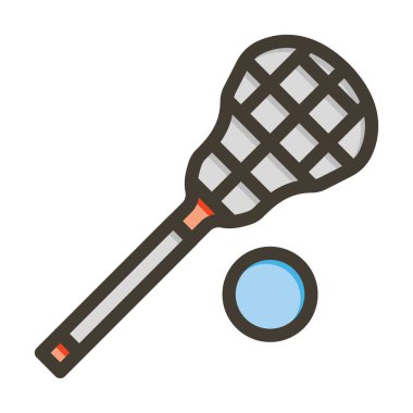 Lakros Vektör Kalın Çizgisi Kişisel ve Ticari Kullanım İçin Renk Simgesi Dolduruldu