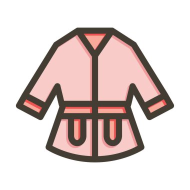 Kimono Vektör Kalın Çizgisi Kişisel ve Ticari Kullanım İçin Renk Simgesi Dolduruldu