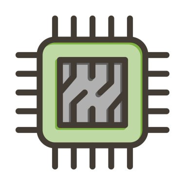 Çip Vektör Kalın Çizgisi Kişisel ve Ticari Kullanım için Renk Simgesi Dolduruldu