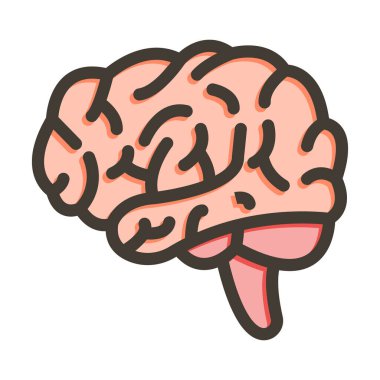 Kişisel ve ticari kullanım için Renk Simgesi Doldurulmuş Beyin Vektörü Kalın Çizgisi