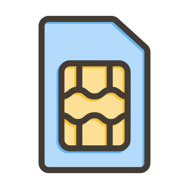 Sim Kart Vektör Kalın Çizgisi Kişisel ve Ticari Kullanım İçin Renk Simgesi Dolduruldu