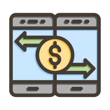 Para Aktarım Vektörü Kalın Çizgisi Kişisel ve Ticari Kullanım için Renk Simgesi Dolduruldu