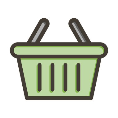 Basket Vektörü Kalın Çizgisi Kişisel ve Ticari Kullanım için Renk Simgesi Dolduruldu