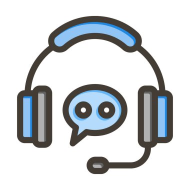 Müşteri Hizmetleri Vektörü Kalın Çizgisi Kişisel ve Ticari Kullanım İçin Renk Simgesi Dolduruldu