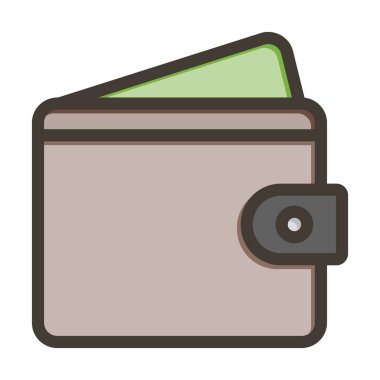 Cüzdan Vektörü Kalın Çizgisi Kişisel ve Ticari Kullanım için Renk Simgesi Dolduruldu