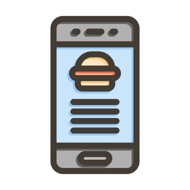 Kişisel ve ticari kullanım için Renk Simgesi Doldurulmuş Gıda Vektörü Kalın Çizgisi Siparişi