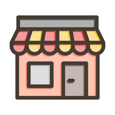 Dükkan Vektörü Kalın Çizgisi Kişisel ve Ticari Kullanım için Renk Simgesi Dolduruldu