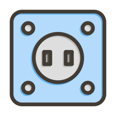 Soket Vektör Kalın Çizgisi Kişisel ve Ticari Kullanım İçin Renk Simgesi Dolduruldu