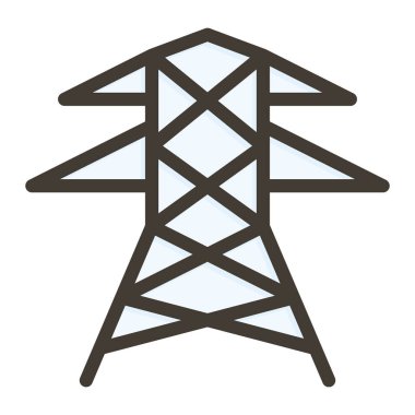 Enerji Hattı Kalın Çizgisi Kişisel ve Ticari Kullanım İçin Renk Simgesi Dolduruldu