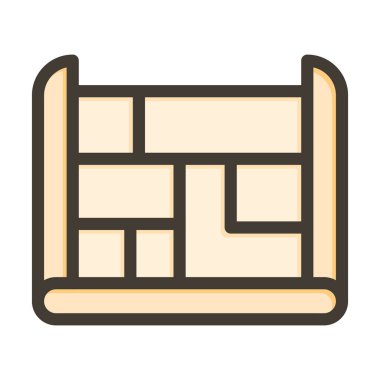 Blueprint Vektör Kalın Çizgisi Kişisel ve Ticari Kullanım için Renk Simgesi Dolduruldu