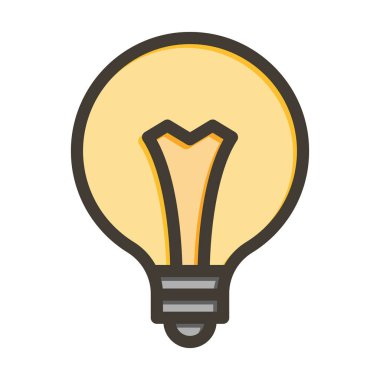 Ampul Vektör Kalın Çizgisi Kişisel ve Ticari Kullanım İçin Renk Simgesi Dolduruldu