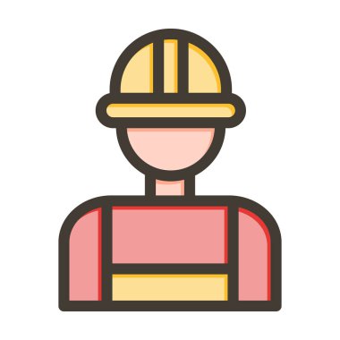 Mühendis Vektör Kalın Çizgisi Kişisel ve Ticari Kullanım için Renk Simgesi Dolduruldu