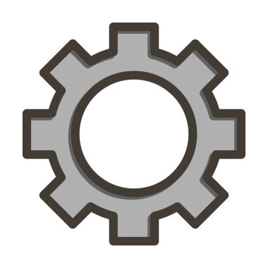 Kişisel ve Ticari Kullanım İçin Renk Simgesi Doldurulmuş Gear Vektör Kalın Çizgisi