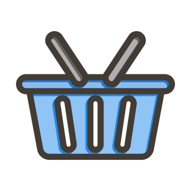 Alışveriş Sepeti Vektörü Kalın Çizgisi Kişisel ve Ticari Kullanım için Renk Simgesi Dolduruldu