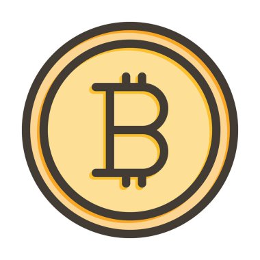 Bitcoin Vektör Kalın Çizgisi Kişisel ve Ticari Kullanım için Renk Simgesi Dolduruldu