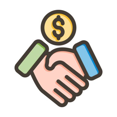 Kişisel ve ticari kullanım için Renk Simgesi Doldurulmuş Anlaşma Vektörü Kalın Çizgisi