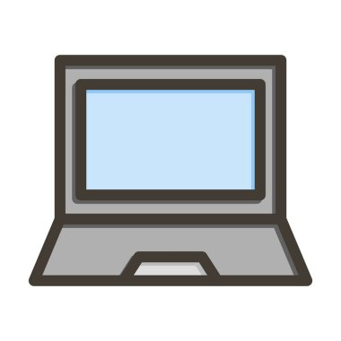 Kişisel ve ticari kullanım için Renk Simgesi Doldurulmuş Laptop Vektör Kalın Çizgisi