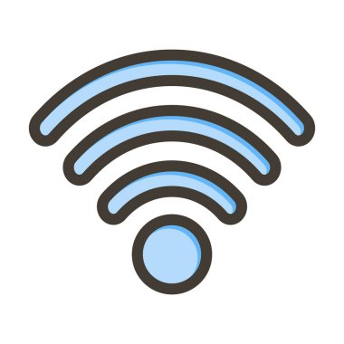 Wifi Vektör Kalın Çizgisi Kişisel ve Ticari Kullanım İçin Renk Simgesi Dolduruldu