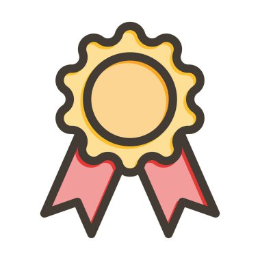 Rozet Vektörü Kalın Çizgisi Kişisel ve Ticari Kullanım İçin Renk Simgesi Dolduruldu