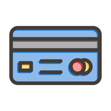 Kart Vektörü Kalın Çizgisi Kişisel ve Ticari Kullanım için Renk Simgesi Dolduruldu